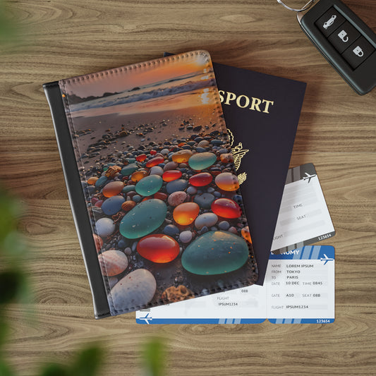 Colorful Sea Glass on the Beach Passport Cover