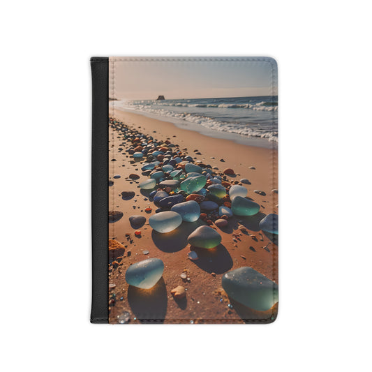 Blue and Turquoise Sea Glass on the Beach Passport Cover