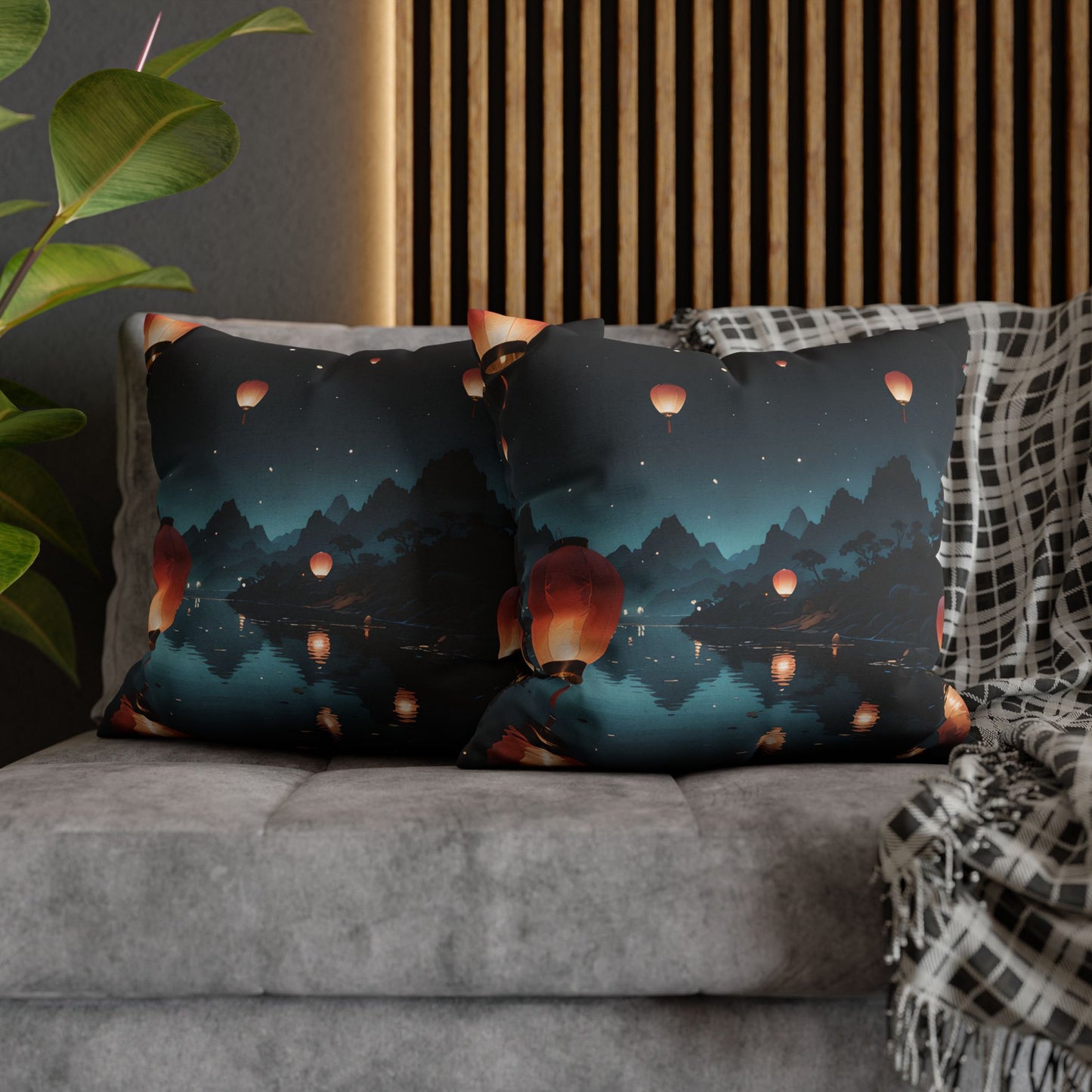 Bohemian Serene Lanterns Square Pillow Cover