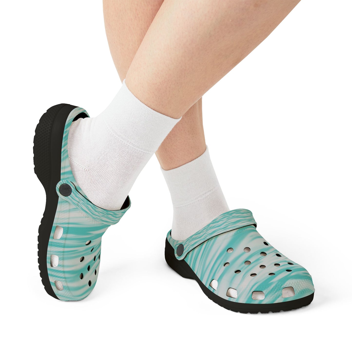 Turquoise Wave Foam Clogs