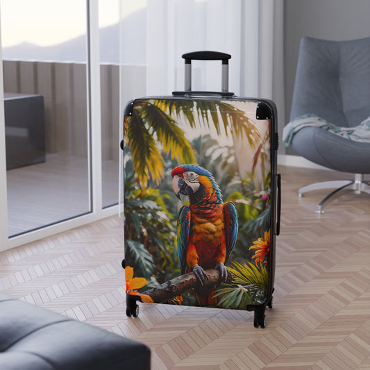 Macaw Parrot Tropical Forest Cabin Suitcase