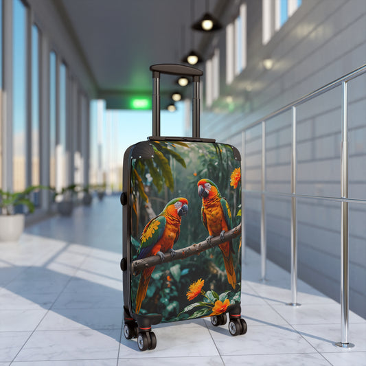 Macaw Parrots in a Tropical Forest Cabin Suitcase