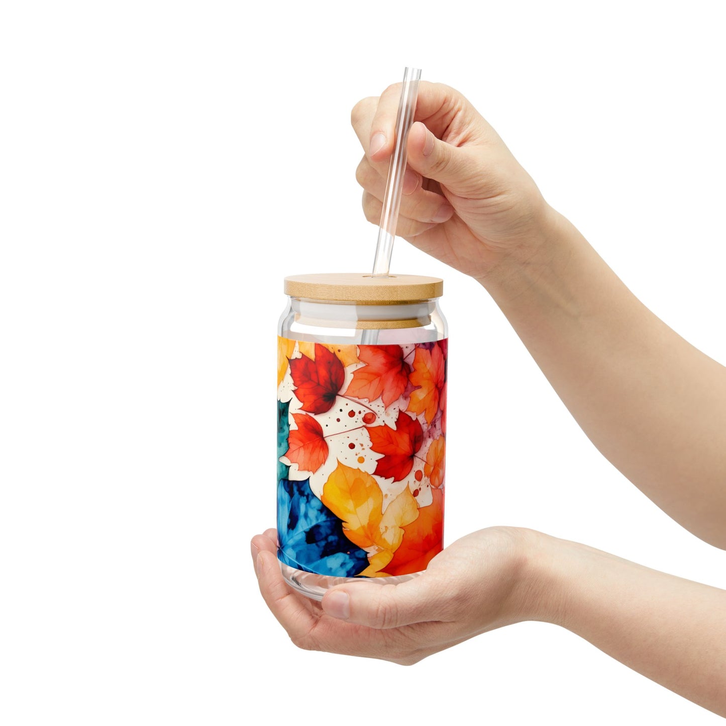 Fall Leaves Sipper Glass