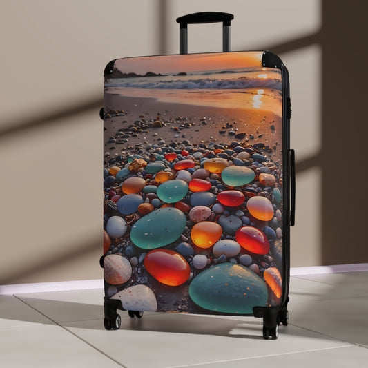 Colorful Sea Glass on the Beach Cabin Suitcase
