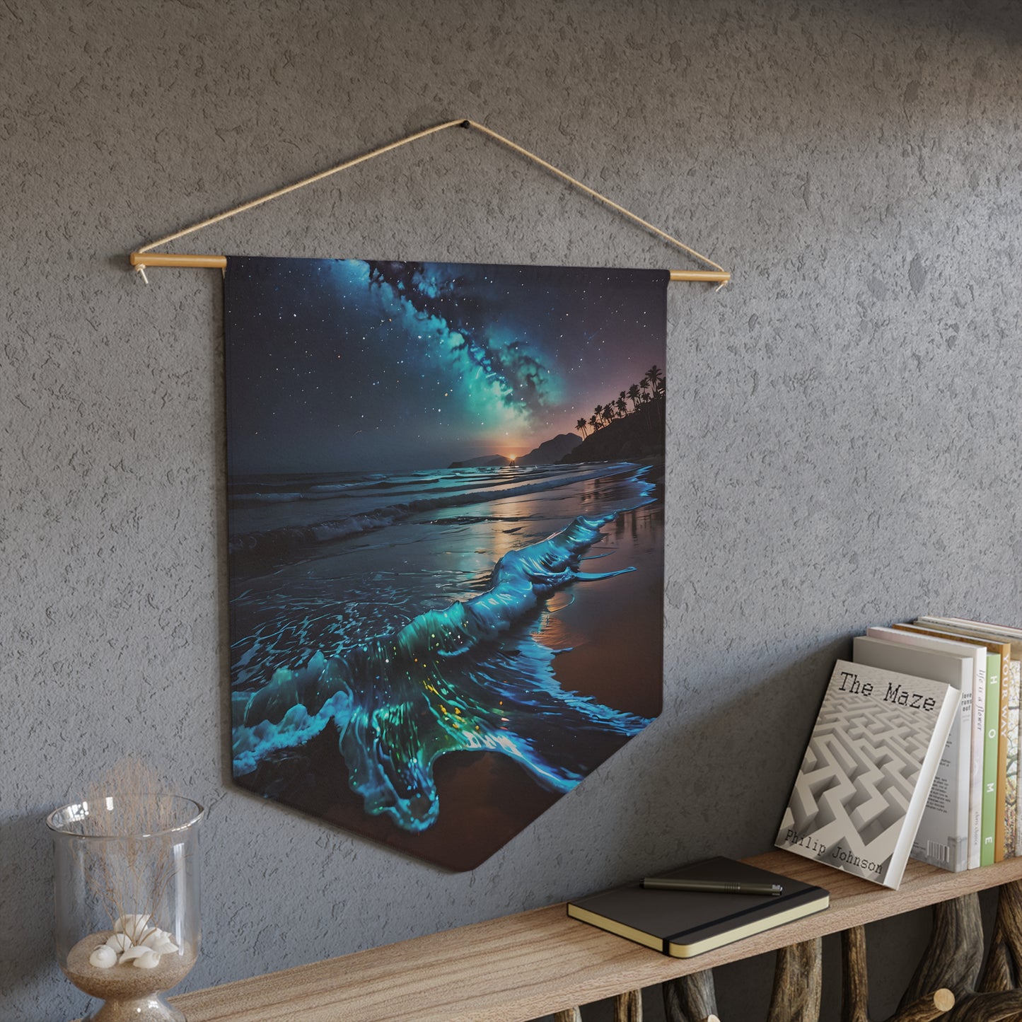 Bioluminescent Beach Pennant Wall Decor