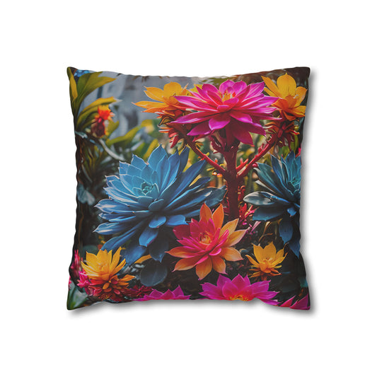 Bright Colorful Succulents Pillow Cover