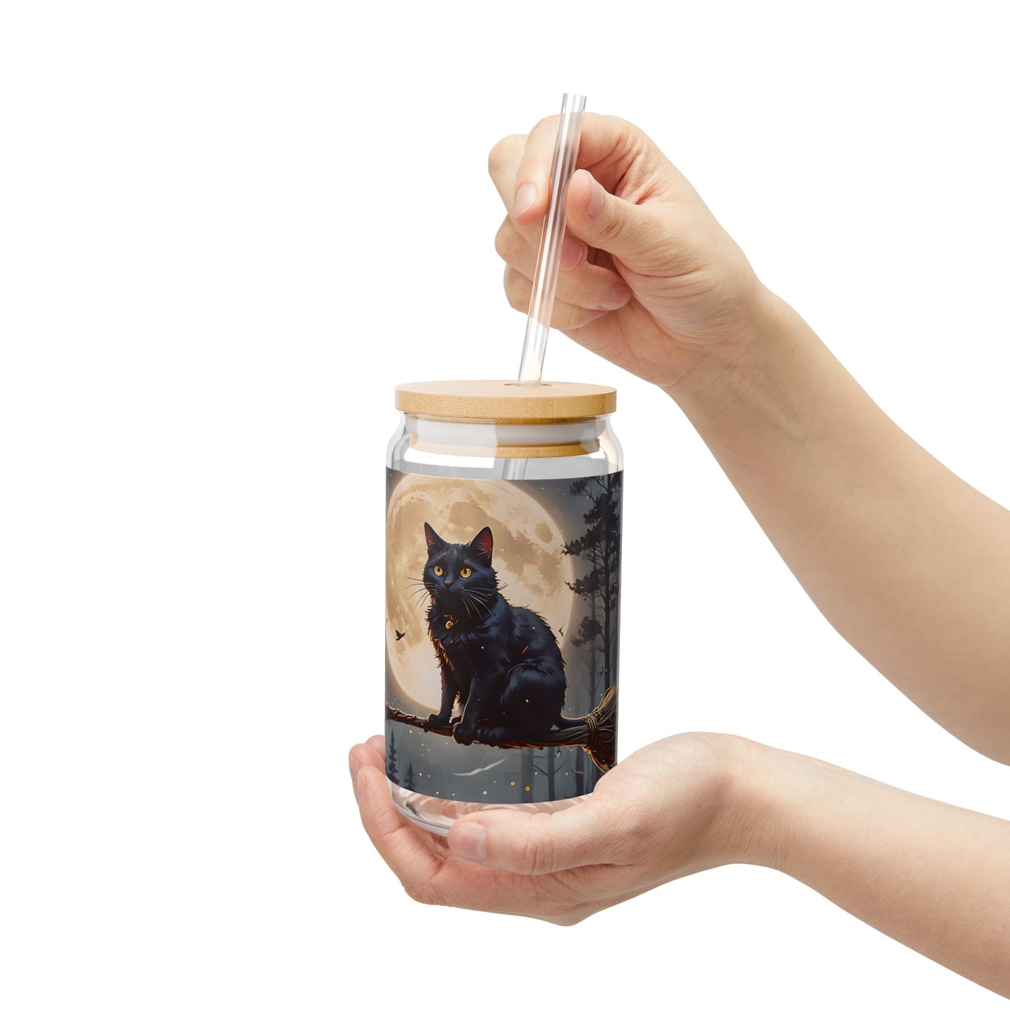 Black Cat Moon Sipper Glass