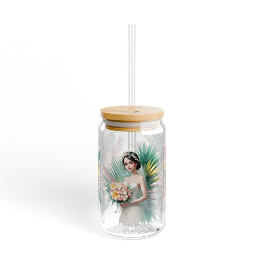 Tropical Floral Bridal Sipper Glass