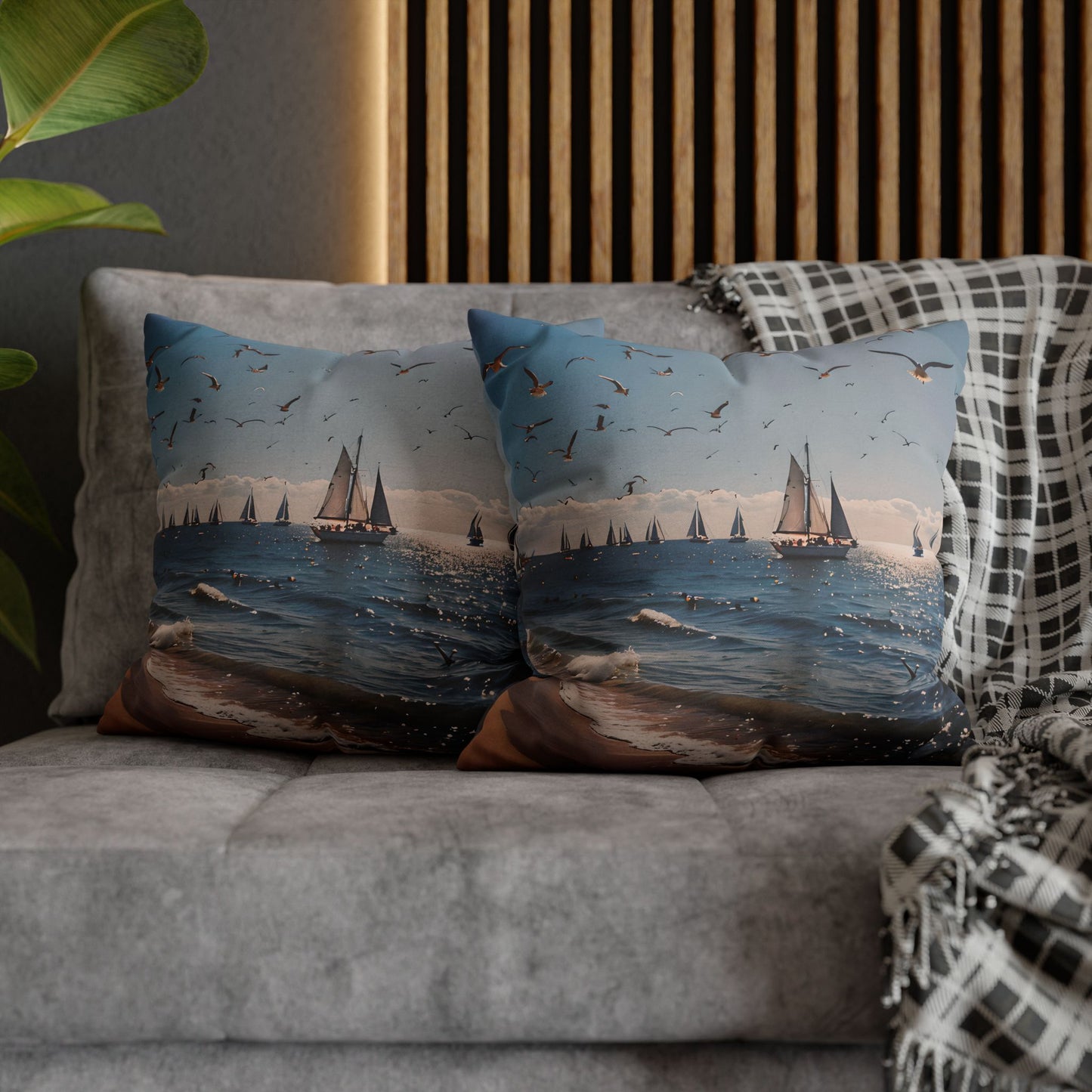 Sailboat Seascape Decorative Pillowcase