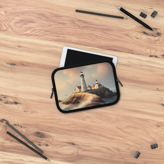 Watercolor Lighthouse Scene Laptop Sleeve