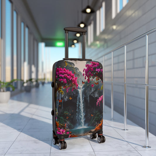 Tropical Flowers and Waterfall Cabin Suitcase