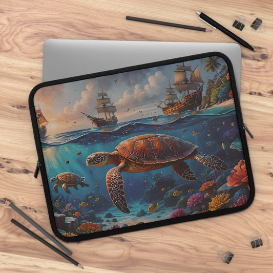 Sea Turtle Dive Laptop Sleeve