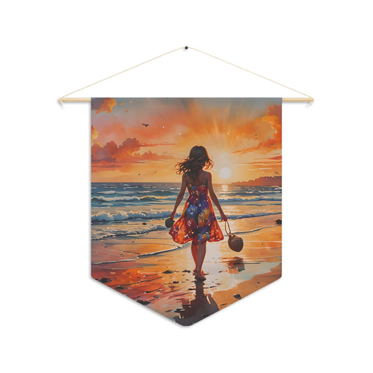 Sunset Beach Girl Boho Summer Wall Decor