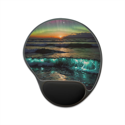 Sunset Beach Bioluminescent Waves Mouse Pad