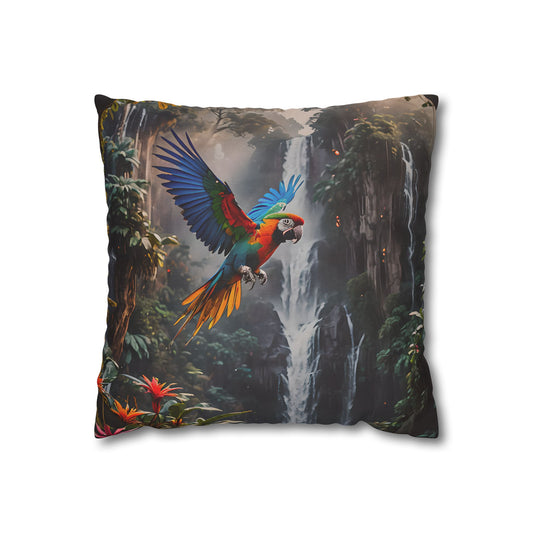 Waterfall Jungle Macaw Pillowcase
