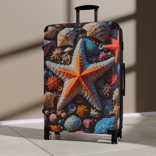 Colorful Starfish and Shells Cabin Suitcase