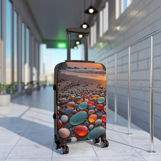 Colorful Sea Glass on the Beach Cabin Suitcase