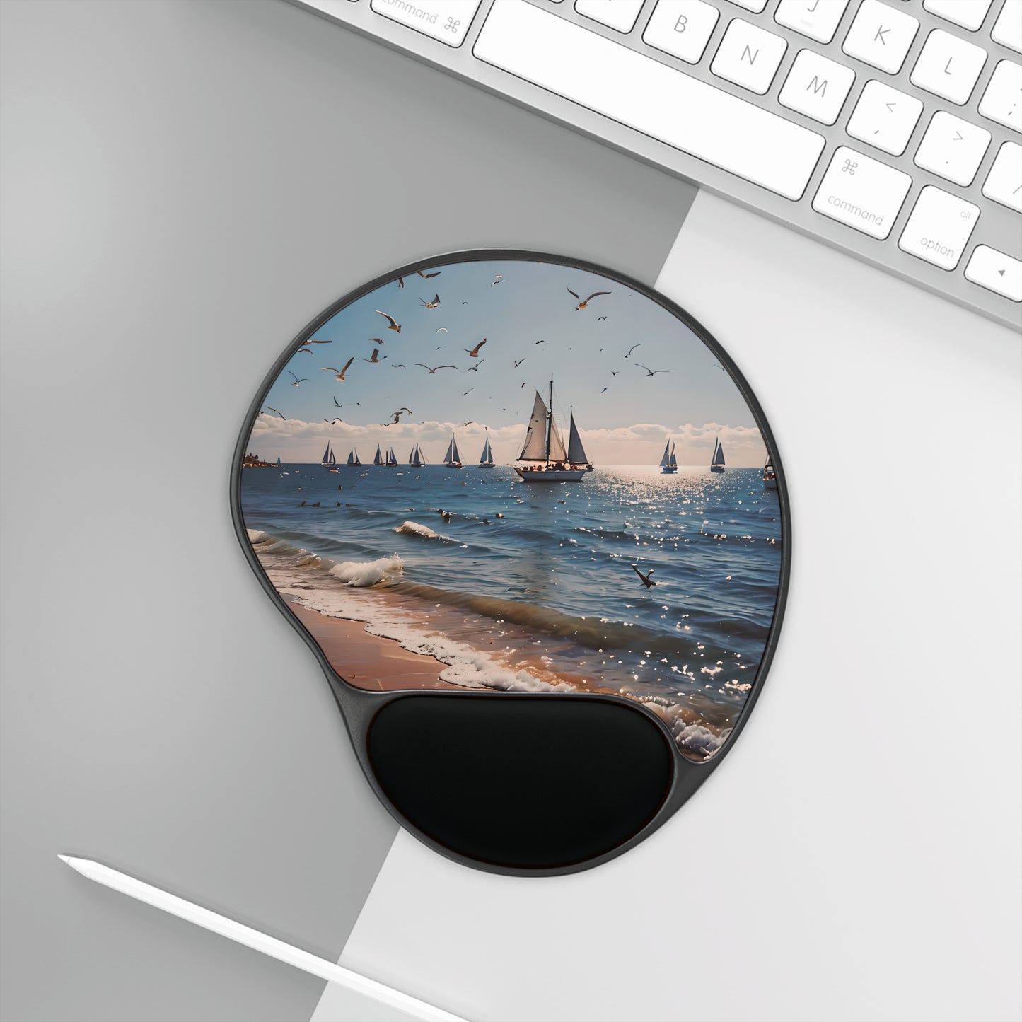 Coastal Anchored Sailboats Mouse Pad