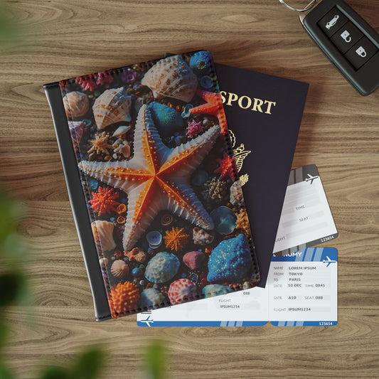 Colorful Starfish and Shells Passport Cover
