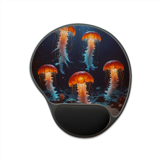 Vibrant Luminescent Jellyfish Mouse Pad