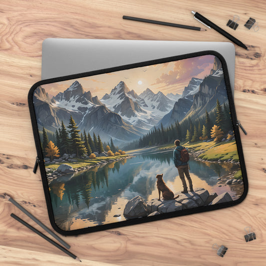 Peaceful Mountain Man and Dog Laptop Sleeve