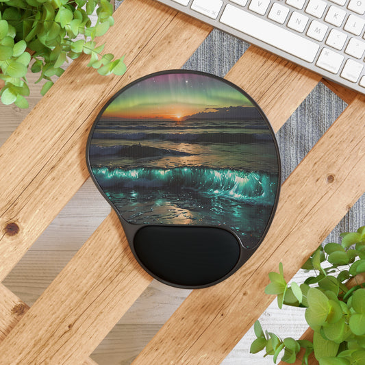 Sunset Beach Bioluminescent Waves Mouse Pad