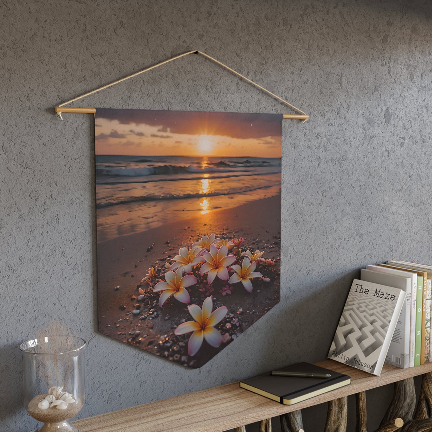 Plumeria Sunset Beach Pennant Wall Decor