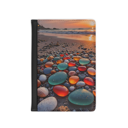 Colorful Sea Glass on the Beach Passport Cover
