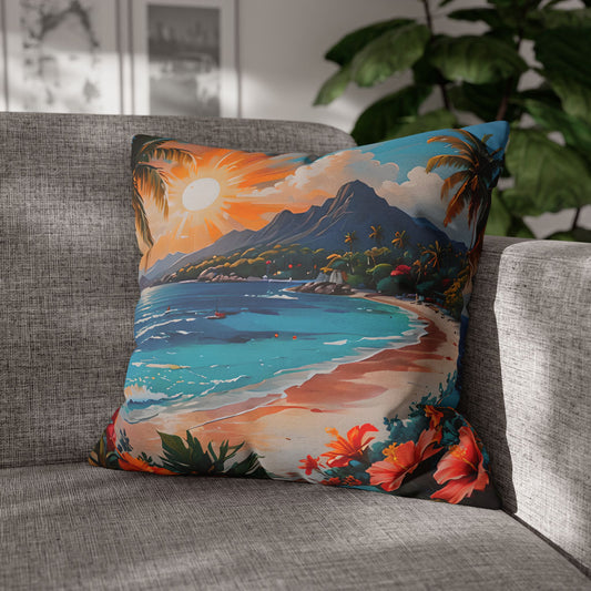 Tropical Sunset Beach Pillow Cover
