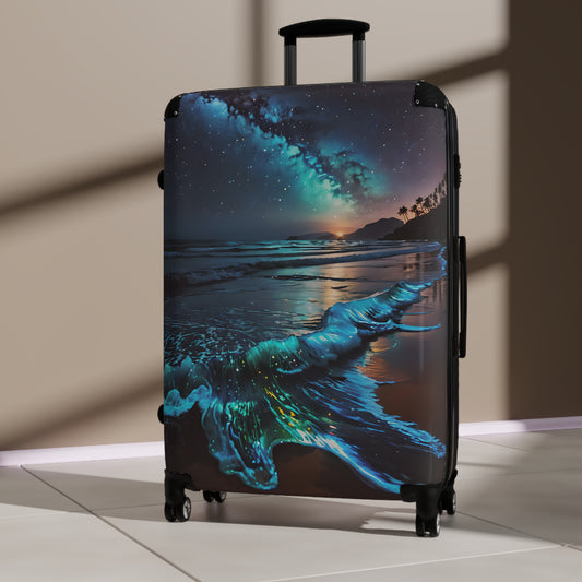 Bioluminescent Waves Beach Cabin Suitcase