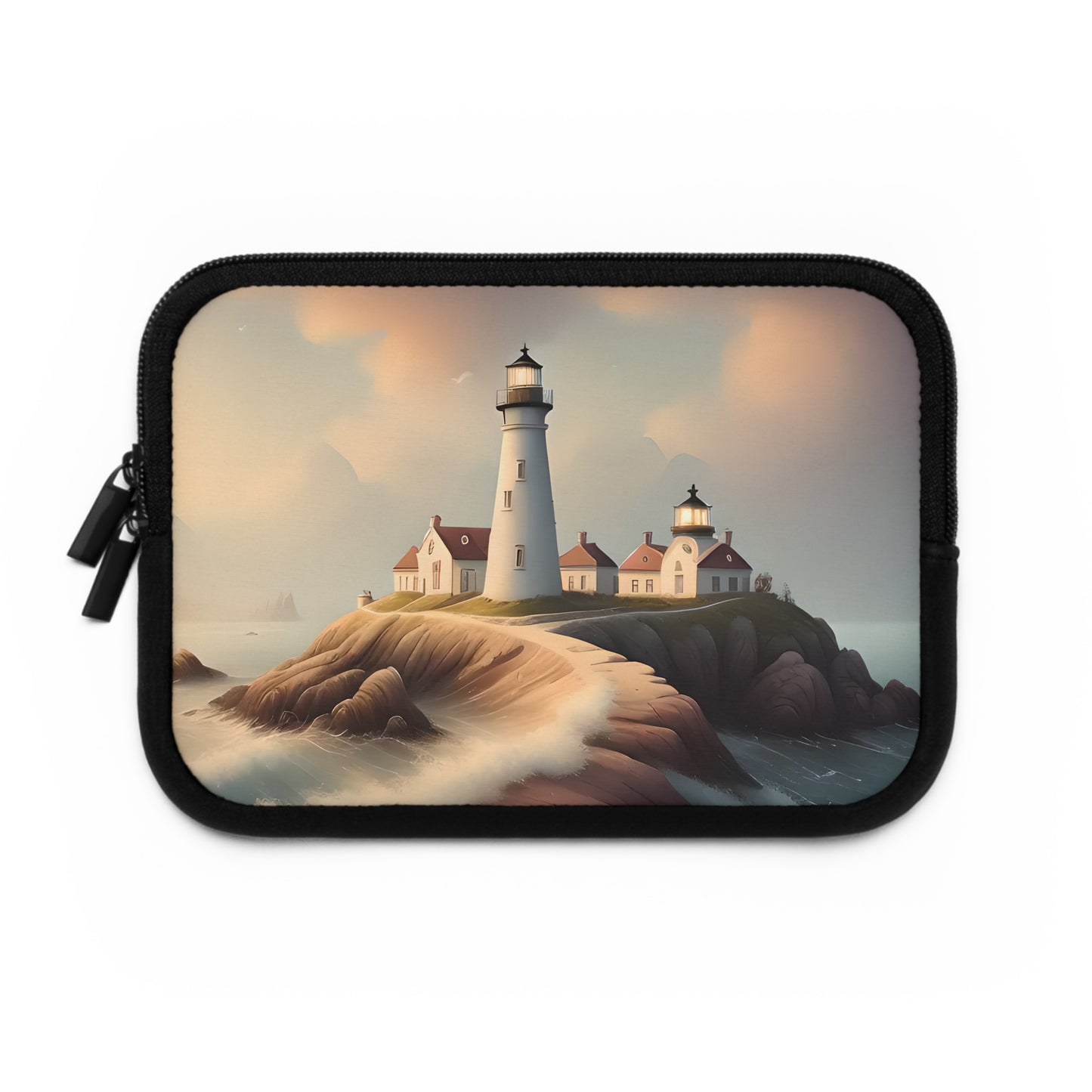 Watercolor Lighthouse Scene Laptop Sleeve
