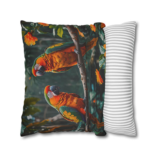 Parrots in the Tropics Pillow Cover