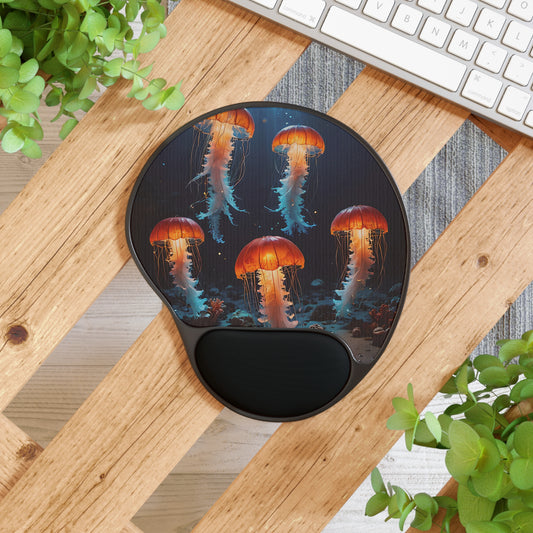 Vibrant Luminescent Jellyfish Mouse Pad