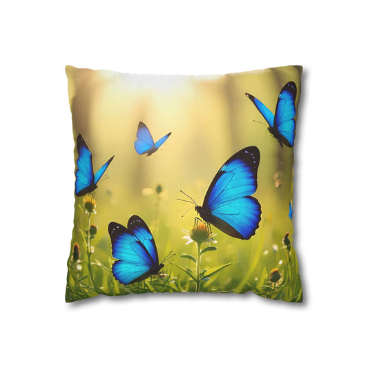 Blue Butterfly Decorative Pillowcase