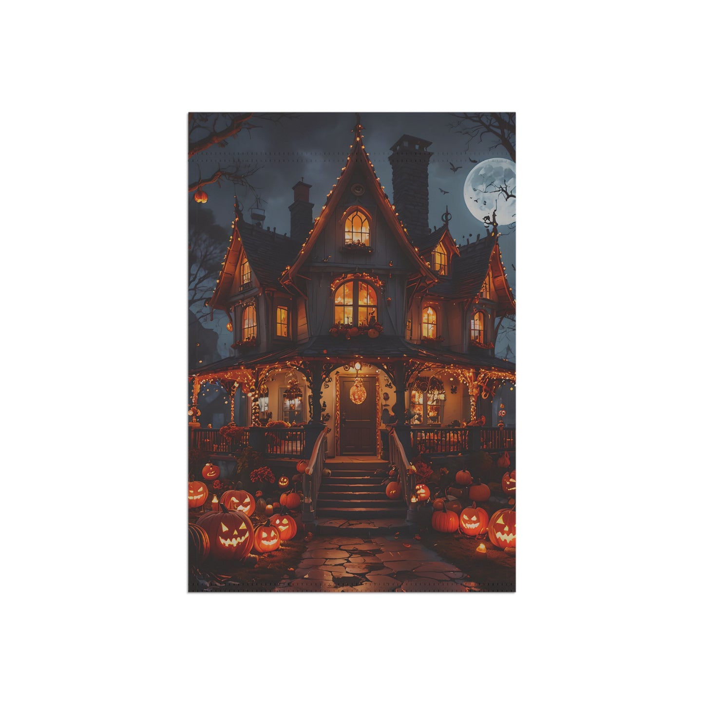 Halloween Haunted House Garden Flag