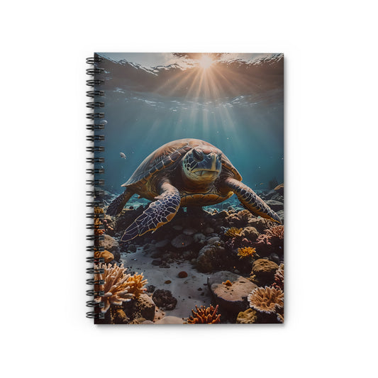 Sea Turtle Swimming over Coral Reef Notebook