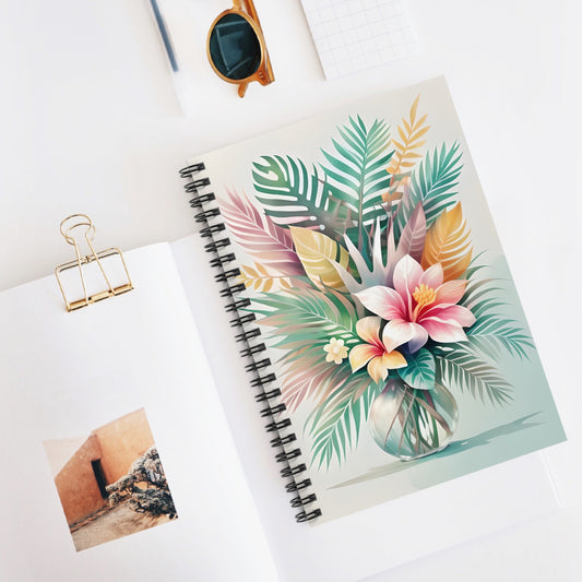 Tropical Palm Leaves Floral Spiral Notebook