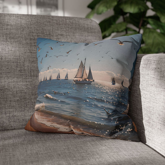 Sailboat Seascape Decorative Pillowcase