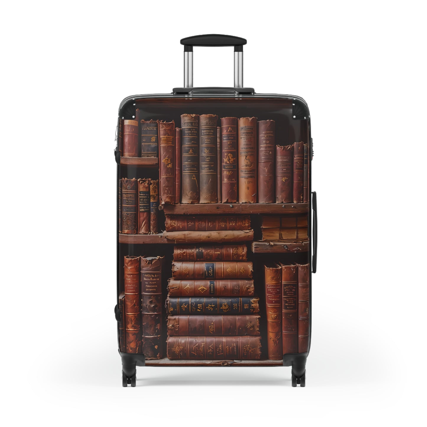 Vintage Book Collection on Shelf Cabin Suitcase