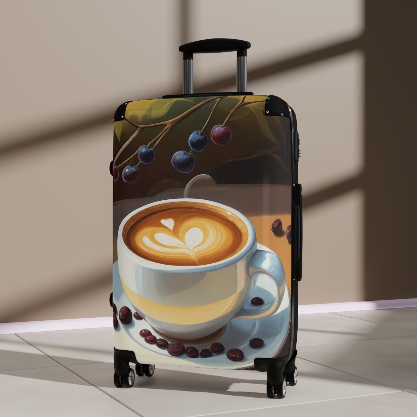 Cappuccino Love and Coffee Beans Suitcase