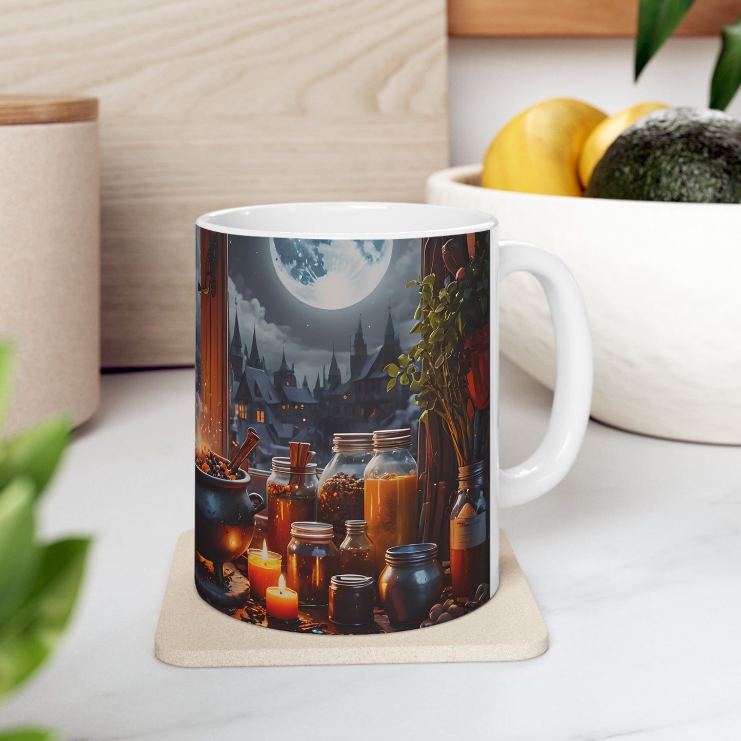 Black Cat Witch Cauldron Mug