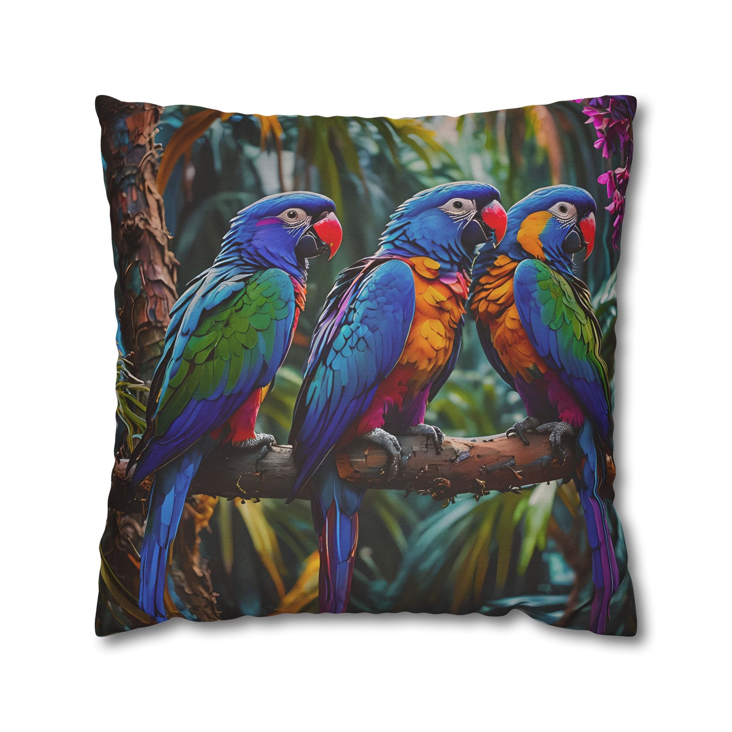 Tropical Parrots Decorative Pillowcase