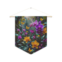 Orchid & Butterfly Pennant Wall Decor