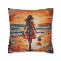 Sunset Beach Walk Pillowcase