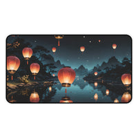 Floating Lantern at Night Desk Mat