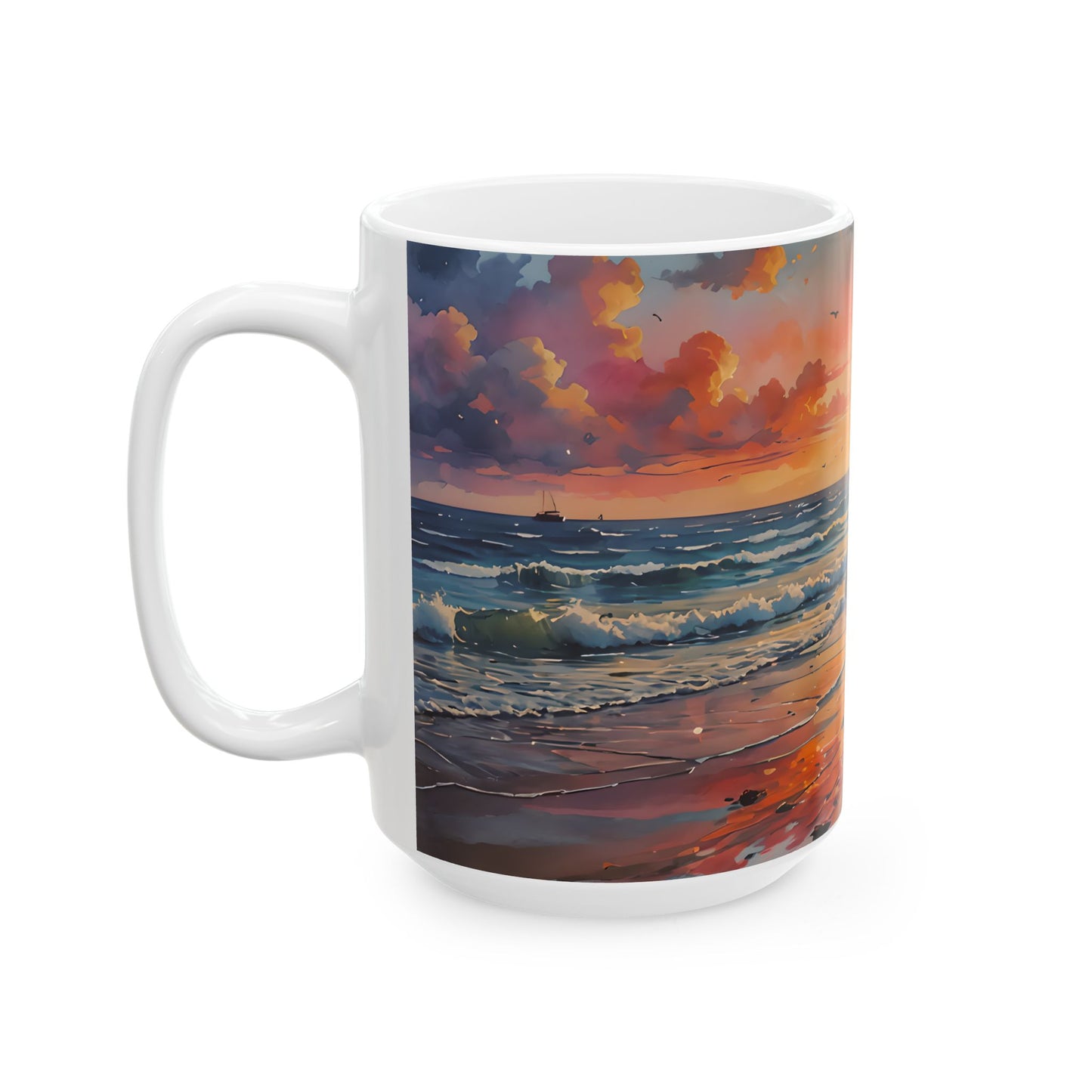 Beach Sunset Walk Ceramic Mug