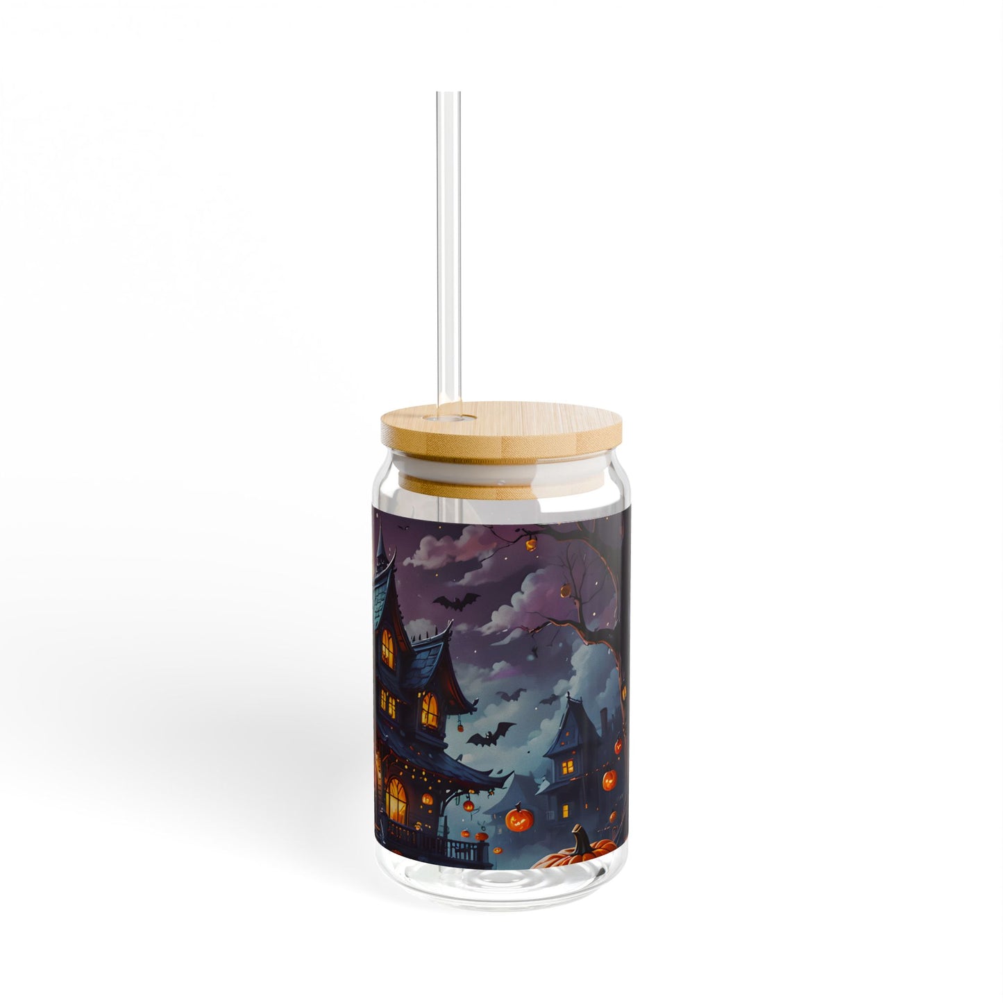 Halloween Haunted House Sipper Glass