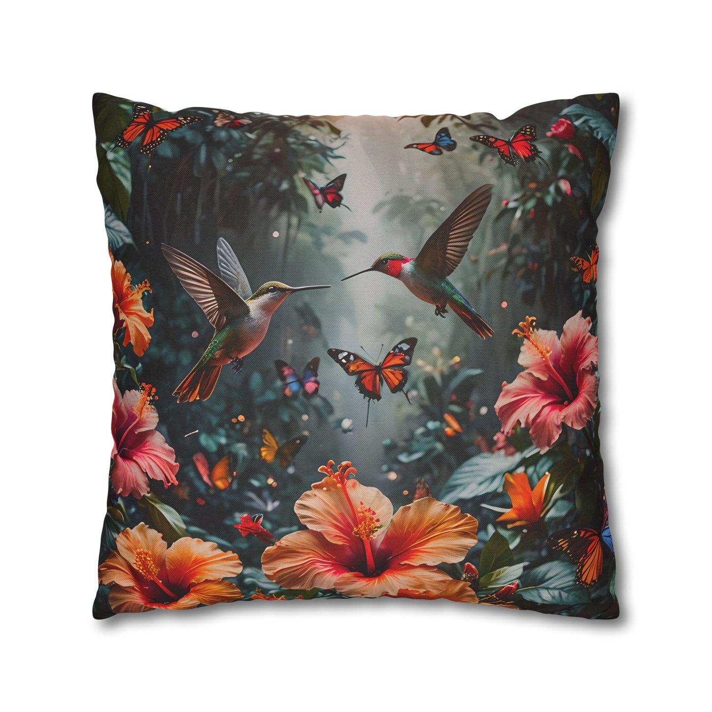 Hummingbird & Hibiscus Decorative Pillowcase