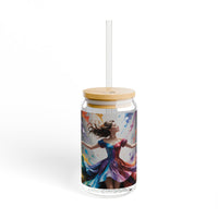 Colorful Ballet Dancing Woman Sipper Glass