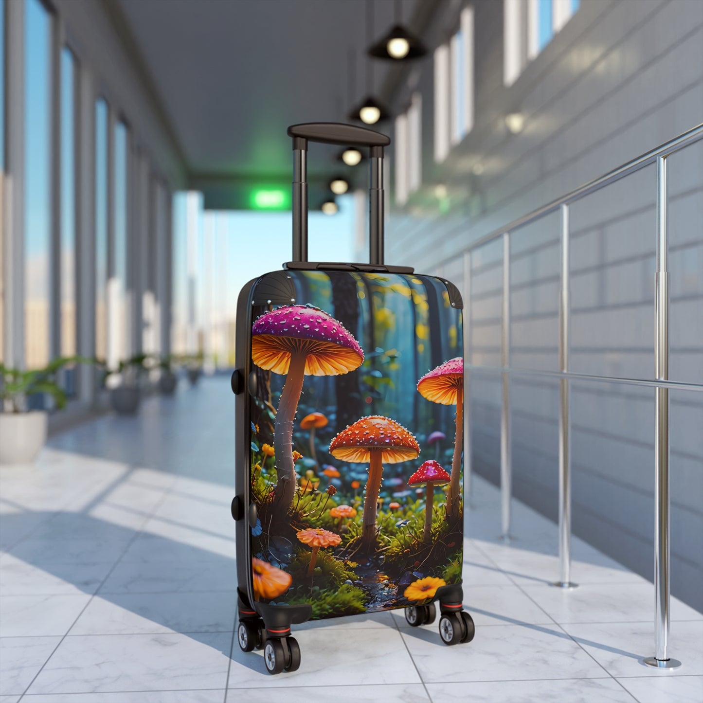 Vibrant Mushrooms in Rain Forest Cabin Suitcase